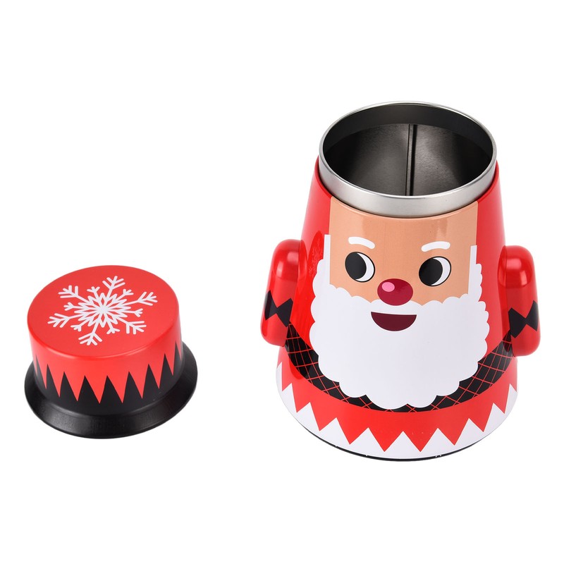 Christmas Candy Iron Box Roly Poly Design Santa Claus Snowman