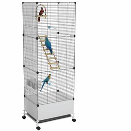 STILLCOVE Extra Large Bird Cage, Black Parakeet Cages with Rolling Stand & Wheels, Wide Birdcage for Parrots Cockatiels Conure Budgie Canary Finch Lovebird