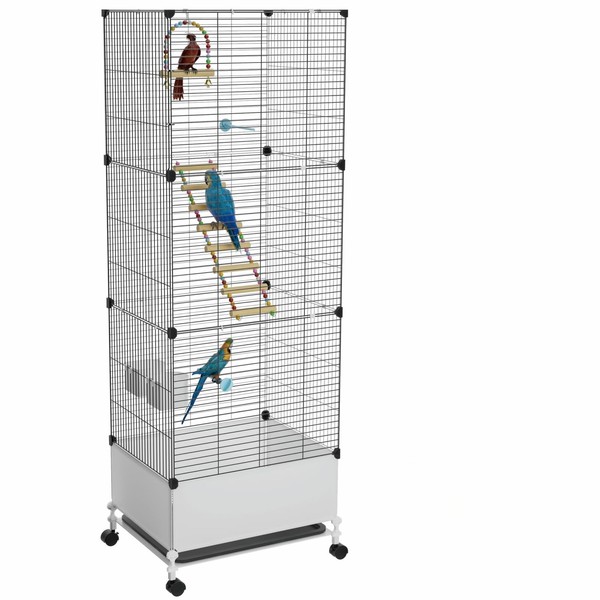 STILLCOVE Extra Large Bird Cage, Black Parakeet Cages with Rolling