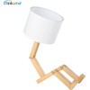 ELINKUME Robot Bedside Lamp, Fabric Lampshade Match Foldable Solid Wood