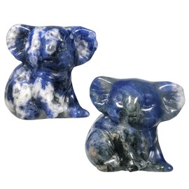 Nupuyai 2pcs Sodalite Mini Crystal Stone Statue Carved Animal Kangaroo Set, Energy Healing Stone Figurine Spiritual Ornament Home Office Decor