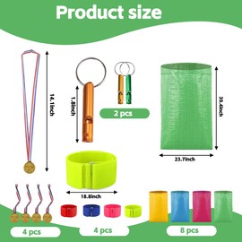 Colorful Potato Sack Race Bags - 8 Pcs Sack Race Bags for Adults and Kids, Large Vegetable Storage Bags Set with 3 Legged Race Bands, Medals for Carnival Birthday Party School Outside Sports Games