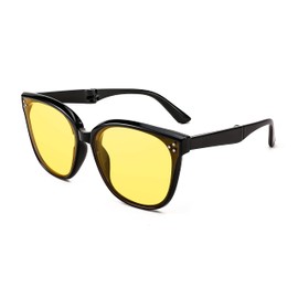 FEISEDY Oversized Square Foldable Sunglasses Easy Carry Folding Ultralight with Glasses Case UV Protection B2955