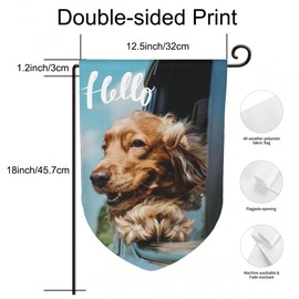 Uanvaha Hello Dog Garden Flag 12.5x18 Inch Double Sided Labrador Polyester Welcome Holiday Flag Outdoor Yard House Decor