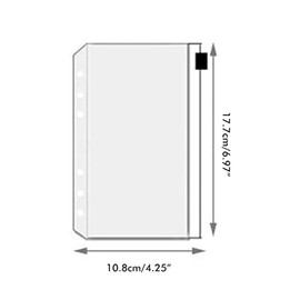 12 Uds A6 Carpeta Bolsillos Impermeable Transparente PVC 6 Agujeros Carpeta Bolsillos Zip Carpeta Plástico Dinero Presupuesto Sobres