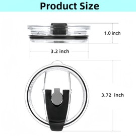 sweetfamily 2 Replacement Lids for Stainless Steel Tumbler Travel Cup,3.1 to 3.15 INCH Cup Mouth Compatible with YETI Rambler and More Tumbler Cups,Spill Proof Splash Resistant Sliding Covers (20 OZ)