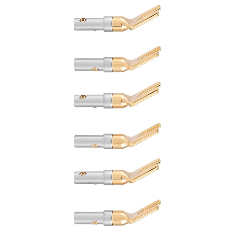 6 Pcs Gold Plated 4mm Banana U Fork Y Spade