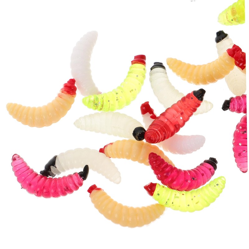OHPHCALL 100pcs Bionic Maggot Bait Lightweight Soft Paddle Tail Bass