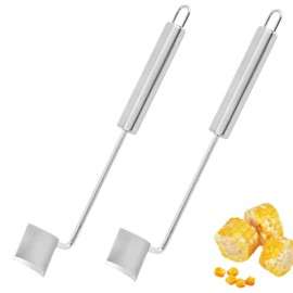 MUOVERN 2PCS Corn Peeler for Corn on The Cob, Corn Peeler, Corn Cutter, Corn on the Cob Remover Long Handle Stainless Steel Corn Stripping Tool Suitable for Home Kitchen Indoor Dining