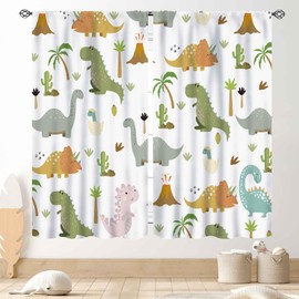 Dinosaur Curtains for Boys Room, Cartoon Dino Cute Safari Animal Printed Baby Kids Room Decor Blackout Window Drapes Treatments for Children Nursery Bedroom Living Room 2 Panel Sets, 42"x45" Inch