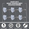 ETHNICITI Pack of 6 Heart Grey Crackle 40mm Ceramic Door
