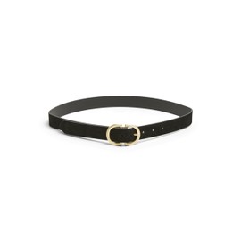 PIECES Pcjuva Women's Suede Jeans Belt Noos Belt, Black/Detail:w Brushed Gold Buckle