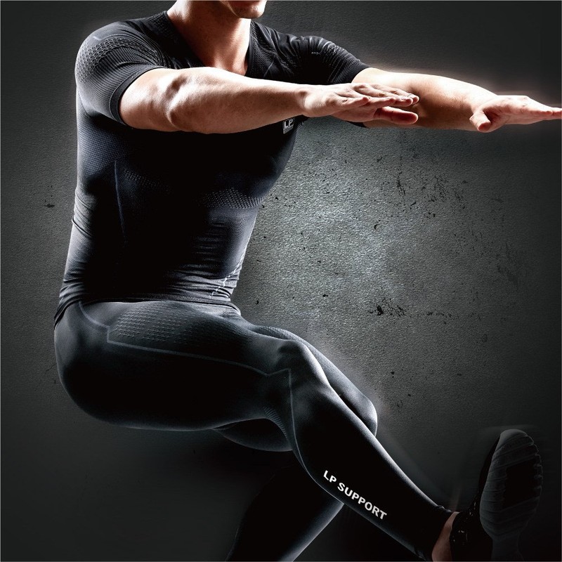 LP SUPPORT AIR Menâs Short Sleeve Compression Workout top Dark