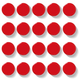 QOJOPU Fridge Magnets - 20Pcs Cute Mini Refrigerator Magnets for Classroom Organization, Kitchen Memo & Office Decor, Round Small Strong Heavy Duty Magnets for Whiteboards Fridge Adults Locker (Red)