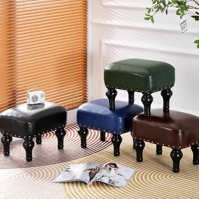 Cmishe Ottoman Leather Foot Rest with Thicker Foam Padded Seat,