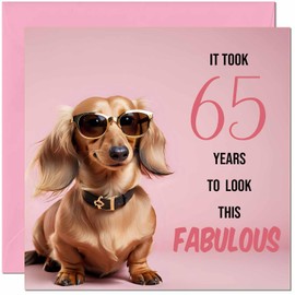 Funny 65th Birthday Card for Women - Fabulous Dachshund - Funny Ladies Birthday Card for 65 Year old woman Sixty Five, Sixty Fifth Ladies Nan Grandma Mum Aunt Sister Mum Friend