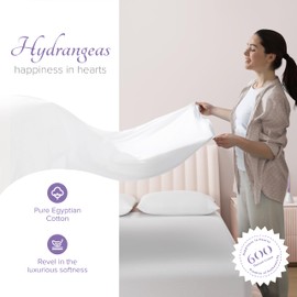 Carressa Linen Luxury Egyptian Cotton 4 PC Full Size Sheet Set - 600 Thread Count Deep Pocket Fitted and Flat Sheets, Soft, Cooling Extra Long Staple Hotel-Quality Bedding with Sateen Weave - White