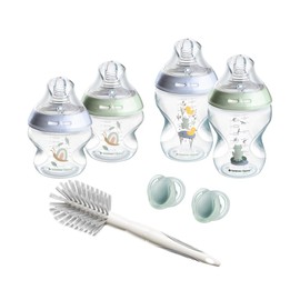 Tommee Tippee -Baby Bottles, Natural Starter Set for Neug., Anti-Colic Bottles (150 ml and 260 ml), Breast-like Teat (Medium), Self-Sterile Accessories, Blue