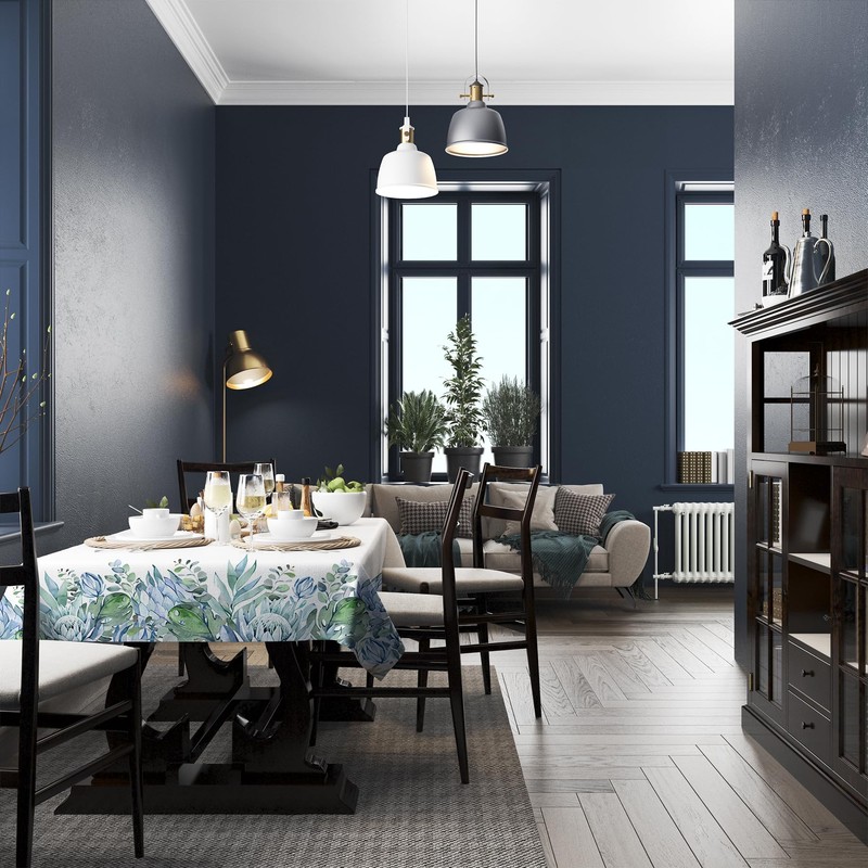 Tablecloth 152 x 213cm Rectangular, Eucalyptus Floral Table Cover for