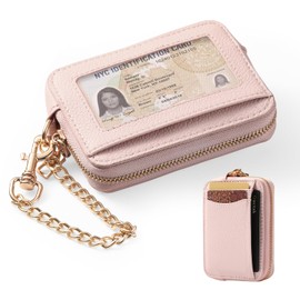 MINKARS Zip Card Case, Keychain Wallet Card Holder Purse, Pink, Zip Card Case
