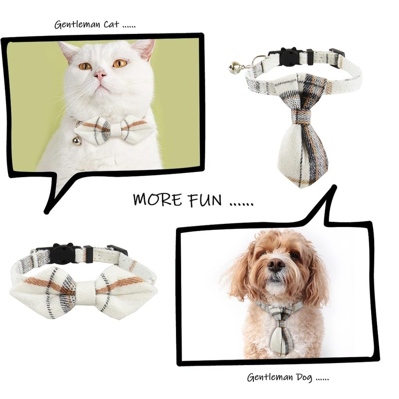 TTPSRY Pack of 2 Cat Collars with Bells Removable Adjustable