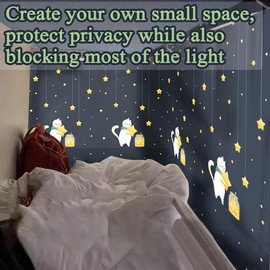 haozaikeji Bed Curtain Dorm Bunk Single Sleeper Blackout Shading Cloth Cute Girls Dustproof Privacy Mosquito Tents Lightweight Student Dormitory Home Bedroom Cabin Decor Bedding Protection Net