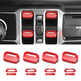DIAMOOKY 4PCS Upgraded Window Switch Button Cover Compatible with Jeep Wrangler JL JLU 2018-2026 and Gladiator JT 2020 2021 2022 2023 2024 2025 2026 Wrangler 4xe Interior Accessories(Bright Red)