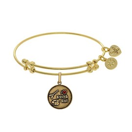 Brass with Yellow Finish I Love Rock and Roll Enamel Charm for Angelica Collection Bangle