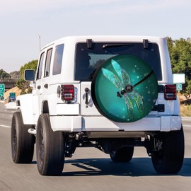 Delerain Spare Tire Cover with Backup Camera Hole Dragonfly Wheel Covers Waterproof Dust-Proof UV Sun Universal Fit for Jeep Trailer RV SUV Truck (18 Inch for Diameter 32"-34")