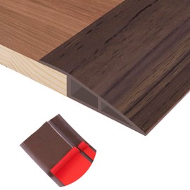 Floor Transition Strip Self Adhesive Vinyl Door Threshold for Doorways Carpet Edging Trim Overlap Edge Reducer for Laminate Floor, Carpet, Tile (Deep Brown Wood Grain, 1/5" to 2/5", 3.3Ft)