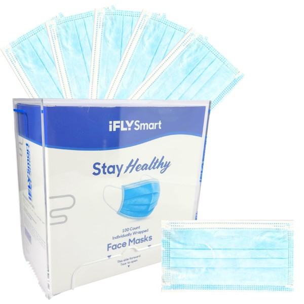 IFLY Smart 100pcs Disposable Face Masks with Acrylic Dispenser -