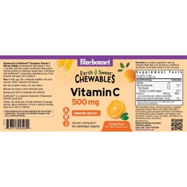 Bluebonnet EarthSweet Vitamin C Chewables 500mg 90 Tablets Immune Health Vegan Orange