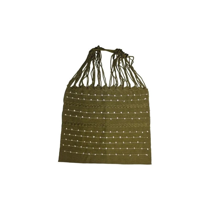 Bolso Artesanal Con Bolitas Chiapas Echo Ha Mano Verde