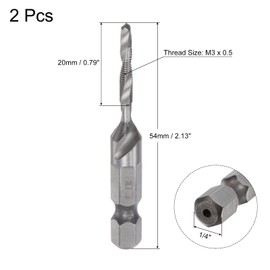 sourcing map 2 Pieces Combined Drill Tap TiAlN Coated Cobalt Spiral Cutting Tool Replacement M3 x 0.5