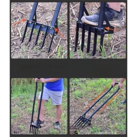 sososhoot Deep Plowing Pitchfork Gardening Digging Fork Steel 46" Long Handled Weeder Farm