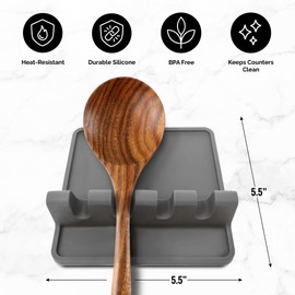 Zulay Kitchen Zulay Kitchen Silicone Utensil Rest - BPA-Free, Durable Spoon Rest with Drip Pad - Heat-Resistant Spoon Rest for Stove Top - Spoon Rest for Kitchen Counter - Kitchen Gadgets & Kitchen Utensils Holder