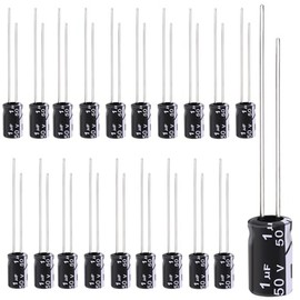 Tnisesm 20Pcs 1UF 50V Electrolytic Capacitor 1 UF MFD 50 Volt with Aluminum Radial Leads