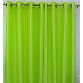 J&V TEXTILES 2 Panels Solid Grommet Semi Sheer Faux Silk Window Curtain Drapes Treatment in 84" Length (Lime Green)