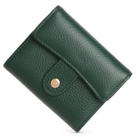GOIACII Women's Credit Card Holder RFID Blocking Genuine Leather Dark Green