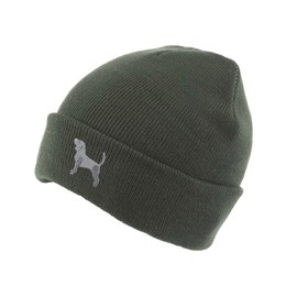The House Of Dog: Beagle Owner Gift. Classic Cuffed Unisex Beanie Ski Hat with Embroidered Design. Olive