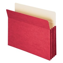 Smead File Pocket, Straight-Cut Tab, 3-1/2" Expansion, Letter Size, Red, 25 per Box (73231)