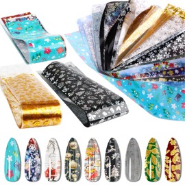 40pcs Nail Art Stickers, EBANKU Christmas Nail Art Transfer Foil Nail Stickers Nail Foil Transfer Sticker Nail Wraps Nail Decals Nail Decoration Nail Art