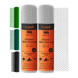 Maporch Plastic Chicken Wire Fencing for Pet Protection - 15.7" x 10ft, HDPE White Chicken Wire - Garden Fence Animal Barrier for Dogs, Cats and Rabbits (2-Pack)