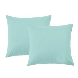 LINENOVA Luxury Cotton Blend Pillowcases (Set of 2) - European Size, Envelope Closure Soft and Breathable Pillowcases Set- 65x65cm-Mint
