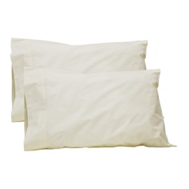 100% Cotton Percale Pillowcases King Size, Ivory, 2 Pillowcases, Crisp and Strong Bed Linen