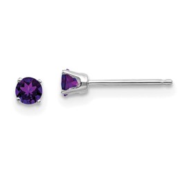 14k White Gold 3mm Amethyst Stud Earrings 3x3 mm