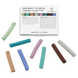 AMACO Ceras de Tiza Subglazadas Juego de 8 Piezas No. 2 (#209), 8 Colores Surtidos en Barras Cilíndricas de 7 cm, Ceras de Tiza Tipo Pastel para Bisque, Usar con Agua para Efecto Acuarela
