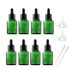 YORROR 8 Pack 1oz Green Dropper Bottle with Glass Eye Dropper,30ml Small Glass Dropper Bottles for Essential Oil,Aromatherapy,Perfumes,Liquid,Cosmetic,Sample,Laboratory