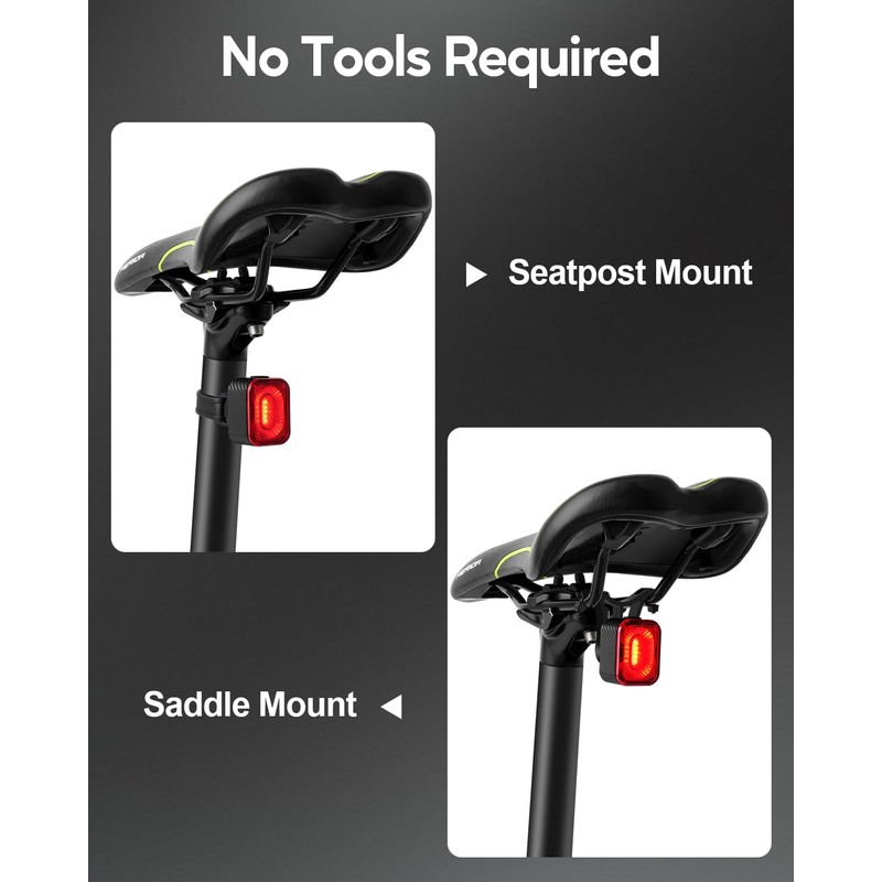 Esaytool Smart Brake Sensing Bike Tail Light, Saddle & Seatpost