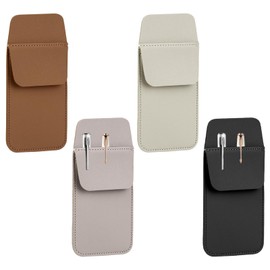 panthra 4pcs Pocket Protector Pu Leather Leather Pocket Organizer for Shirts, School Office, Laboratory, Hospital Supplies (Black, White, Beige, Gray)